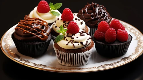 Delicious Chocolate Cupcakes with Raspberries