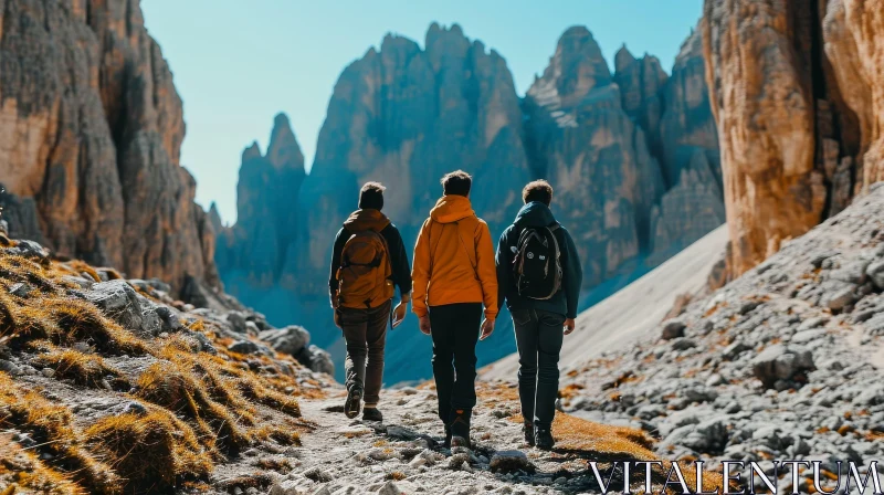 Hiking Adventure on a Rocky Mountain Trail AI Image