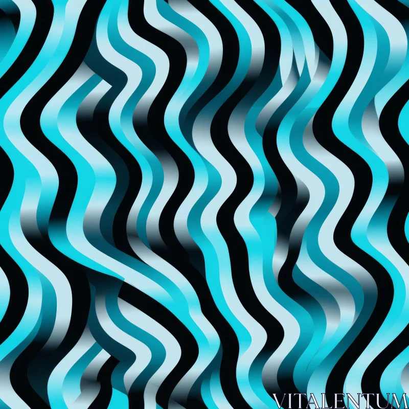 AI ART Blue and Black Glossy Waves Pattern