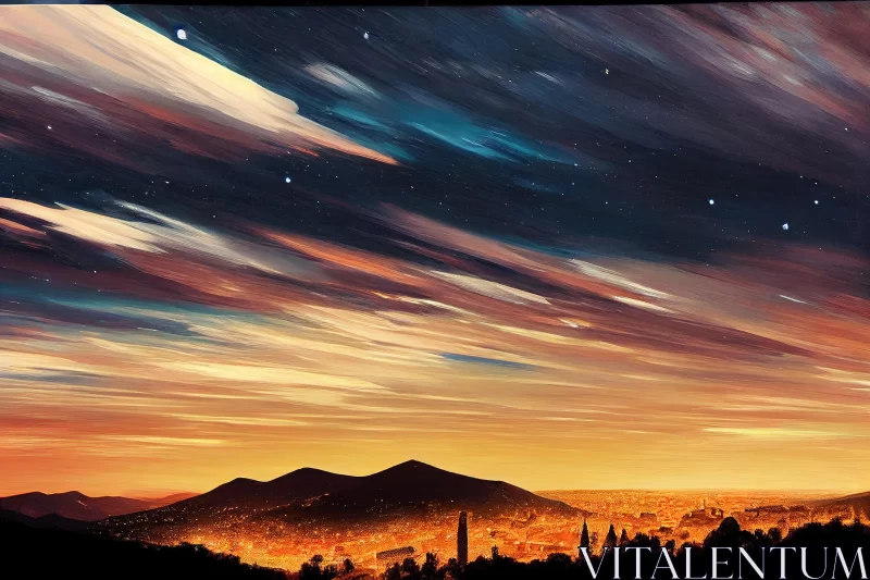 Captivating Acrylic Painting of Mexico City Under the Stars AI Image