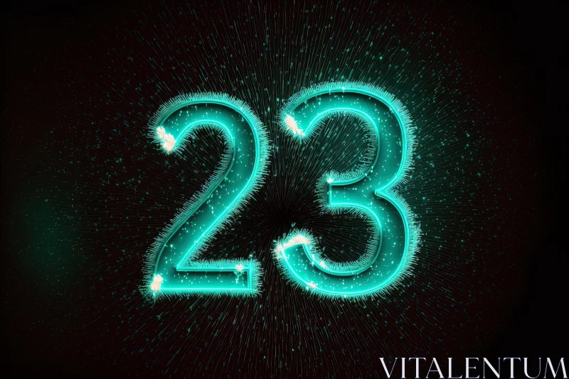 Captivating Artwork: Glowing Number 23 with Complex Texture AI Image