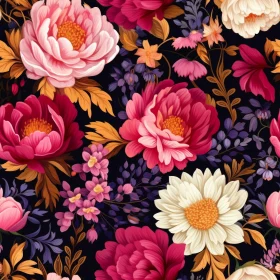 Dark Blue Floral Seamless Pattern