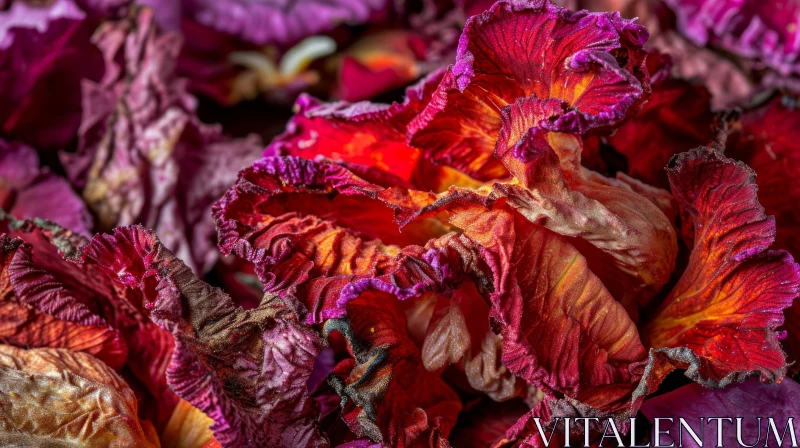 Delicate Dried Flowers in Shades of Red and Purple AI Image