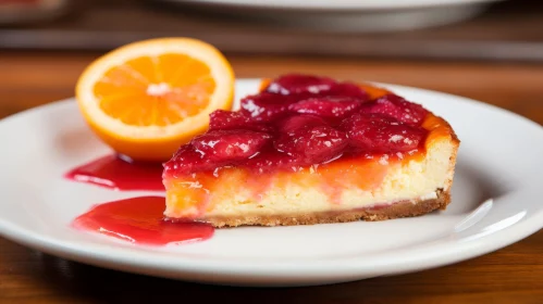 Delicious Strawberry Cheesecake Slice on Plate
