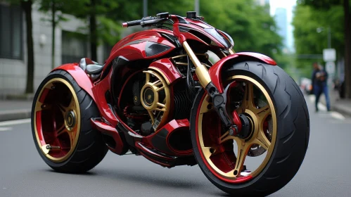 Futuristic Red and Black Motorcycle with Advanced Features