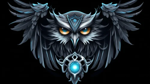 Enigmatic Owl Drawing with Glowing Wings