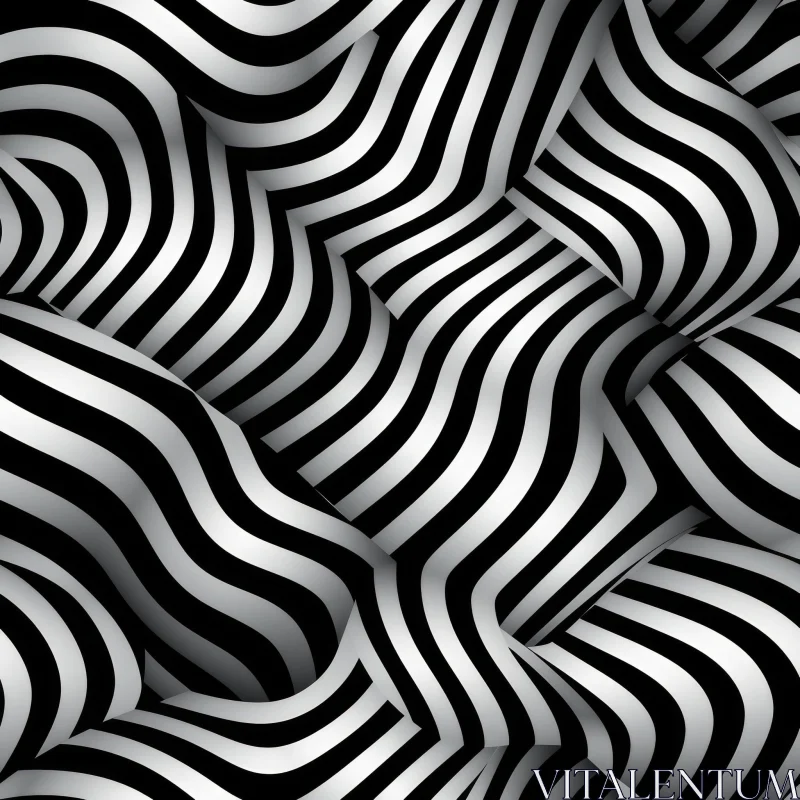 Fluid Monochrome Striped Geometric Pattern AI Image