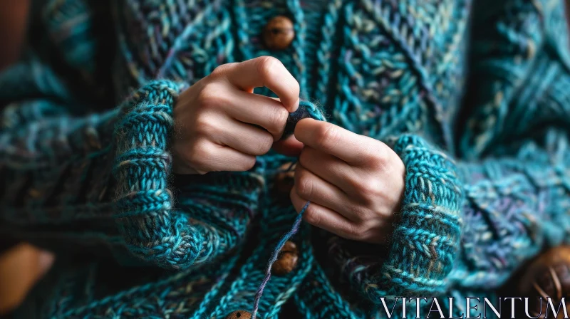AI ART Handmade Knitted Blue Sweater | Artistic Image