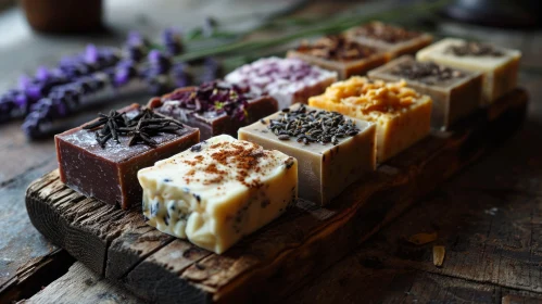 Handmade Soap Bars on Wooden Table: Beauty and Tranquility
