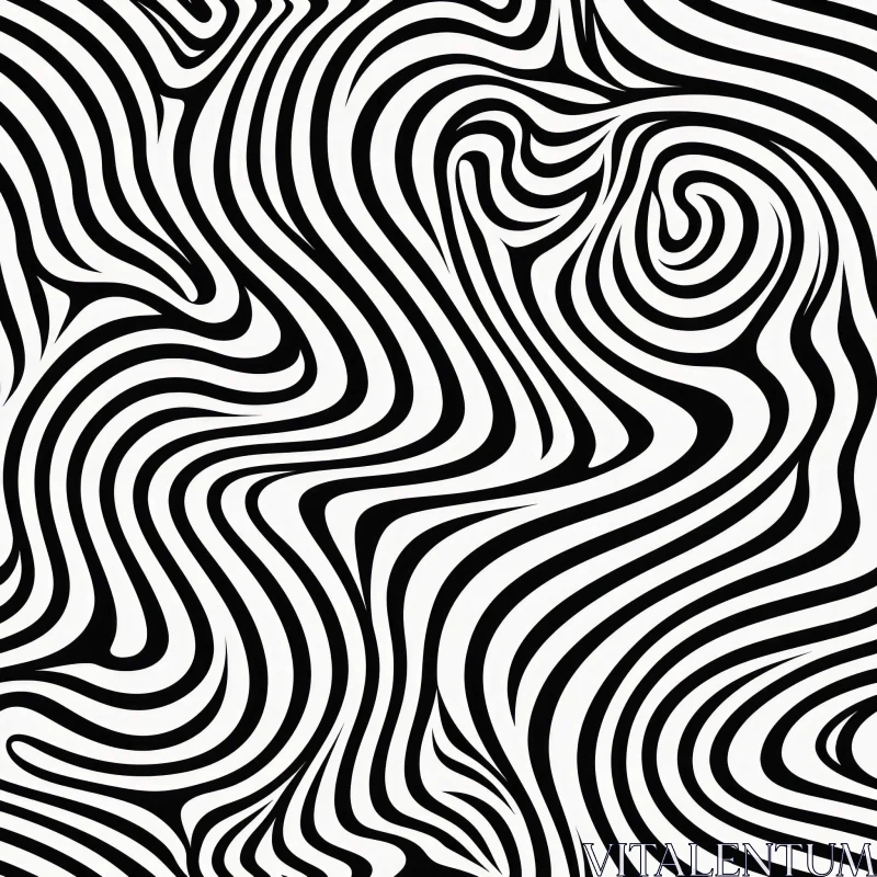 Monochrome Seamless Wavy Stripes Pattern AI Image