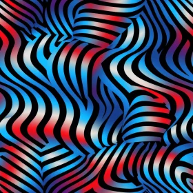 Red White Blue Waves Seamless Pattern