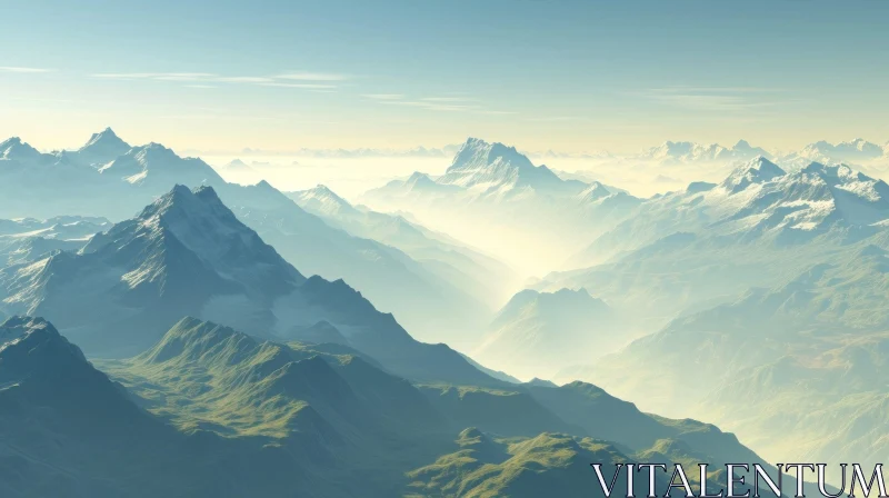 Snowy Mountain Landscape - Serene Nature View AI Image