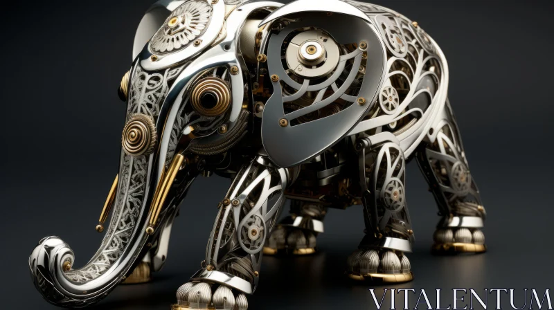 Steampunk Elephant Artwork: A Blend of Precisionism and Industrial Aesthetics AI Image