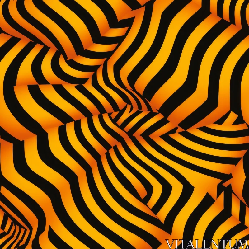 AI ART Surreal Black and Orange Striped Pattern - Abstract Design