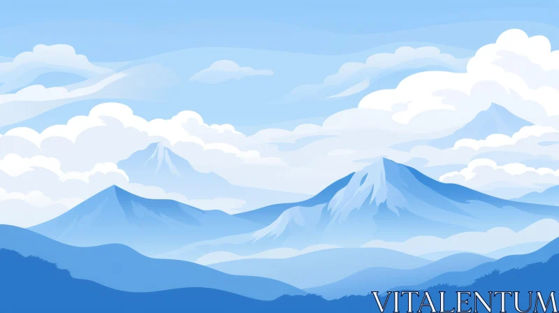 Tranquil Mountain Landscape Illustration AI Image