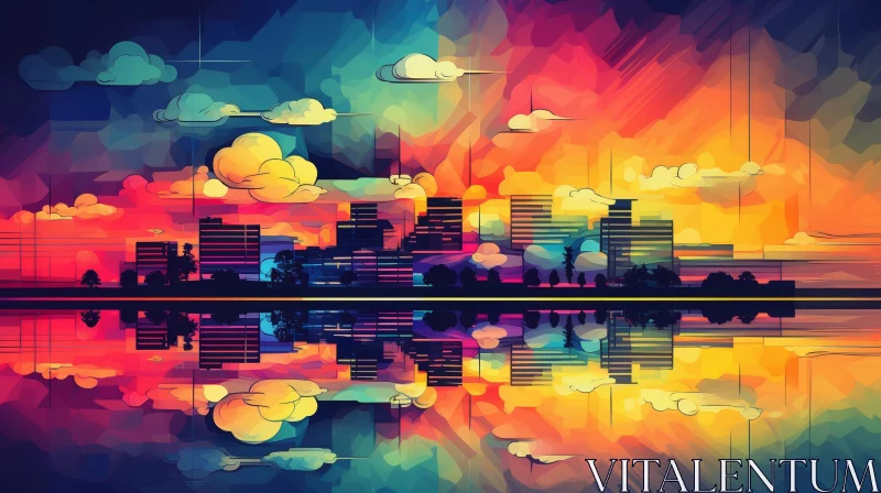 Vibrant Abstract Cityscape Painting AI Image