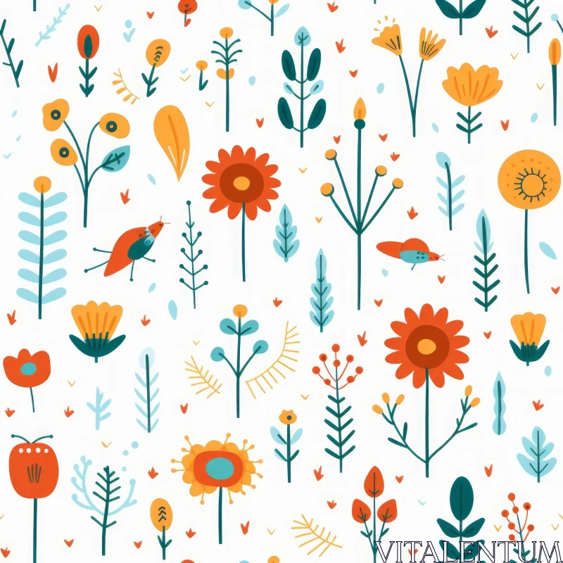 Whimsical Floral Vector Pattern AI Image