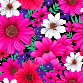Elegant Floral Pattern Design - Pink, White, Purple Flowers