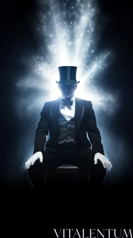 AI ART Mysterious Magician in Black Suit - Surreal Artwork