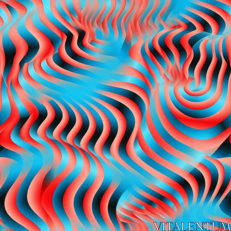 Red and Blue Waves Abstract Seamless Pattern Design AI Image
