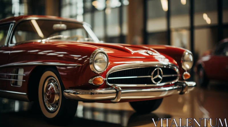 Red Mercedes-Benz 300 SL Gullwing in Showroom AI Image