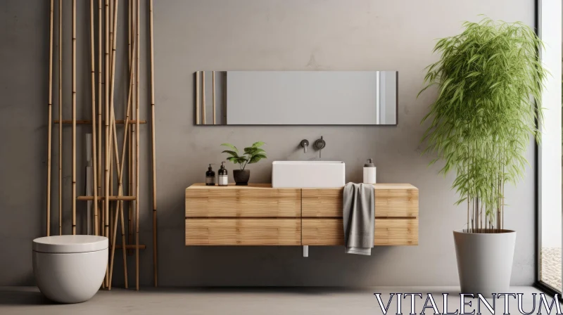 AI ART Serene Contemporary Bathroom Design