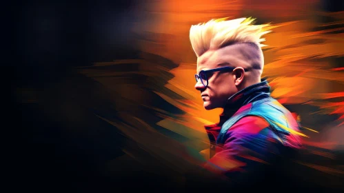Serious Man Portrait with Mohawk and Colorful Jacket