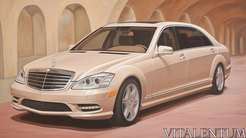 Silver Mercedes-Benz S-Class W221 Tunnel Painting AI Image