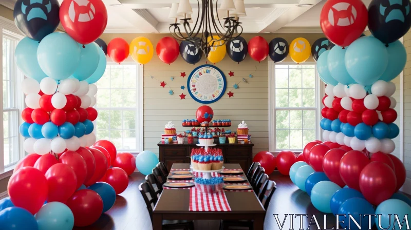 Vibrant Birthday Party Decoration Scene AI Image