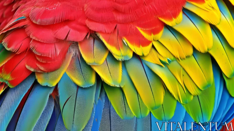 Vibrant Parrot Feathers: A Captivating Close-up Photograph AI Image