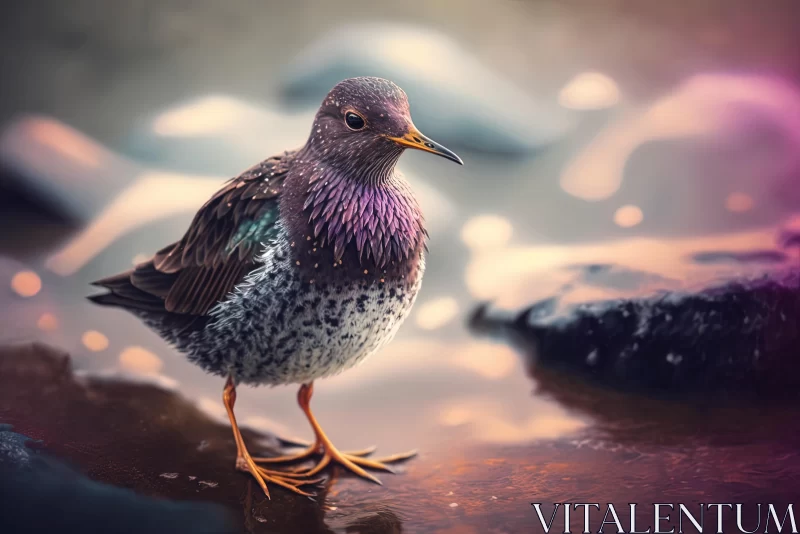 Captivating Bird in Water: A Fusion of Digital Art and Cartoon Realism AI Image