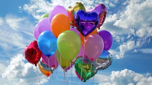 Colorful Balloons in the Sky - Joyful Nature Scene