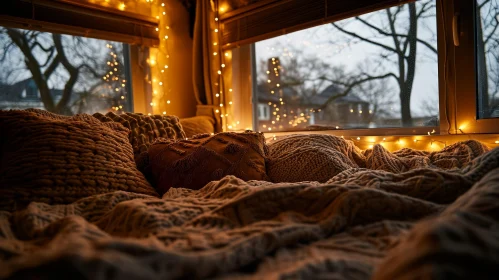 Cozy Bedroom with Pillows and Blankets
