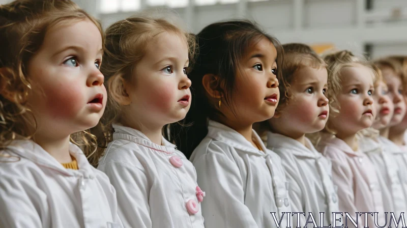 Curious Little Girls in White Lab Coats AI Image