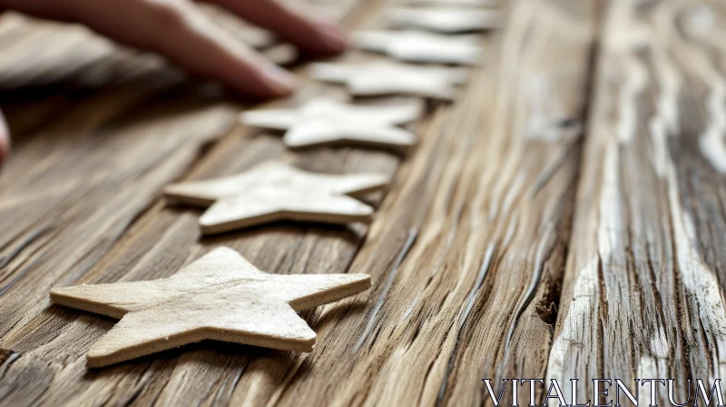 Delicate Hand Placing Wooden Star on Table | Abstract Art AI Image