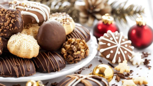 Delicious Christmas Cookies Displayed on White Plate