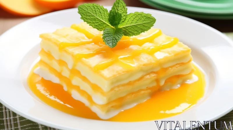 Delicious Layered Dessert on White Plate AI Image