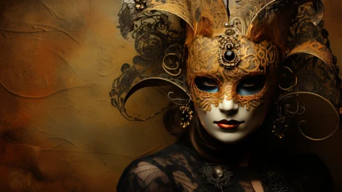 Elegant Woman in Enchanting Venetian Mask