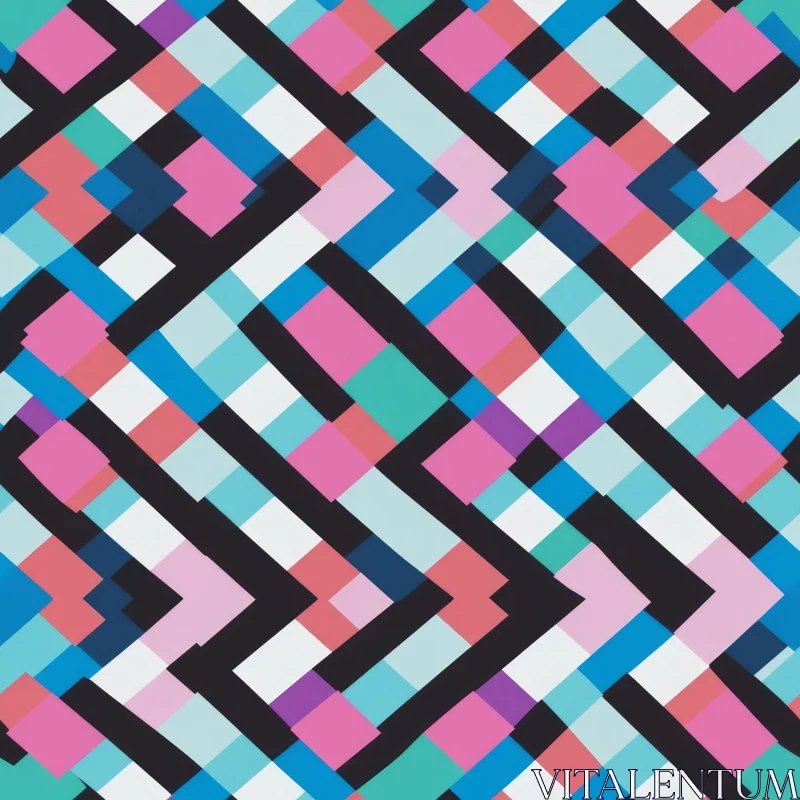 Multicolored Geometric Pattern on Black Background AI Image
