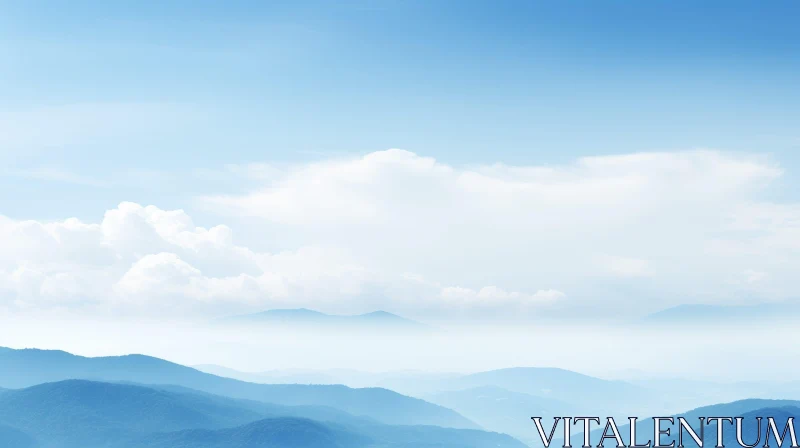 Tranquil Mountain Landscape with Clear Blue Sky AI Image