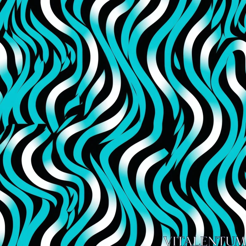 AI ART Blue and White Wave Pattern on Black Background