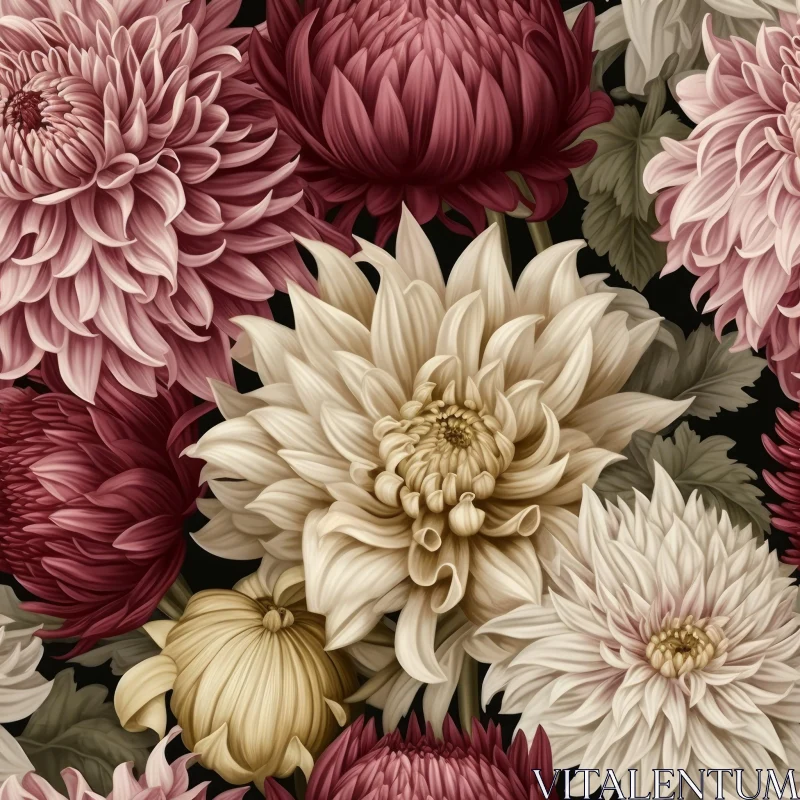 Chrysanthemum Floral Pattern - Seamless Design AI Image