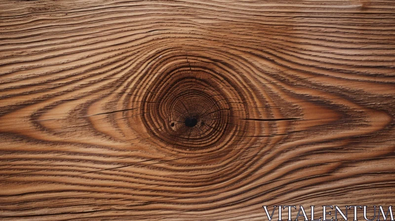 Close-up Wooden Surface with Dark Brown Knot AI Image