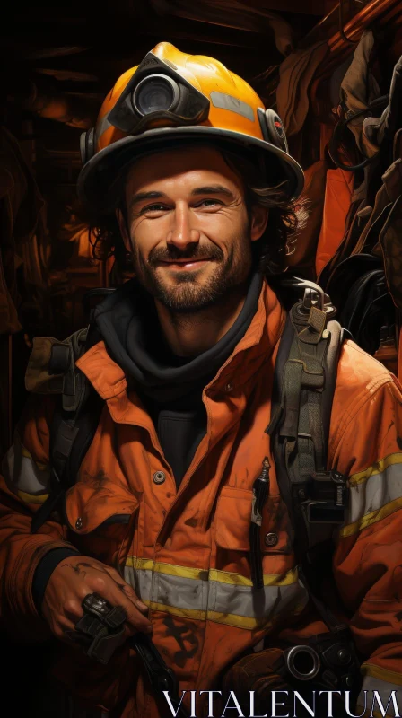 AI ART Courageous Firefighter in Protective Gear