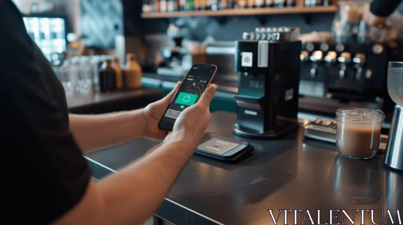 Effortless Payment at Store: Person Using Smartphone AI Image