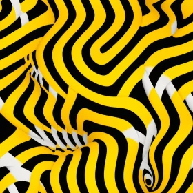 Fluid Black Yellow White Striped Pattern