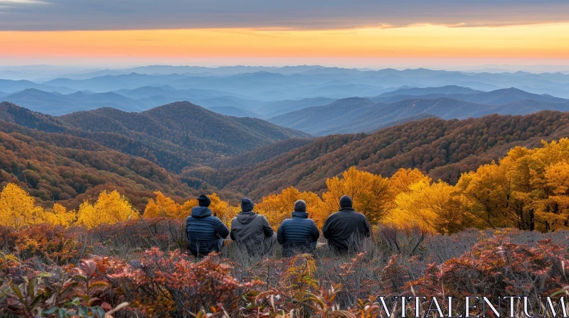 Golden Sunset on Mountain: Fall Serenity AI Image