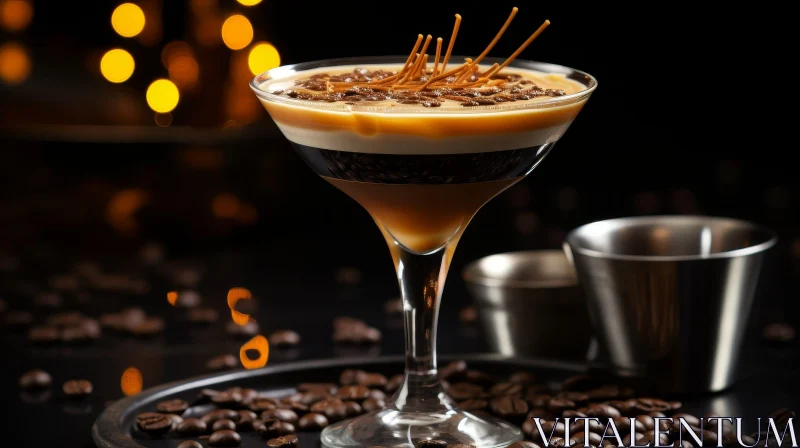 Layered Coffee Cocktail in Martini Glass AI Image