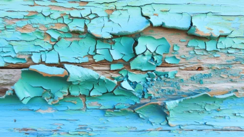Weathered Blue Painted Wooden Surface with Cracks and Peeling Paint