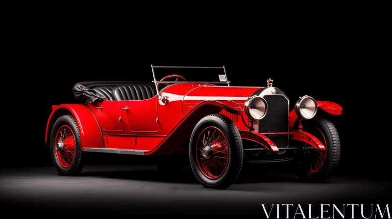 Captivating Red Antique Race Car on Black Background AI Image